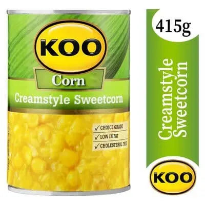 Koo Creamstyle Sweetcorn - South Africa's Finest 415g | Ideal for Braais and Unforgettable Moments