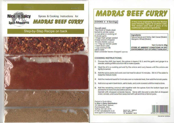Sauces Nice' n Spicy Madras Beef Curry Spice Kit